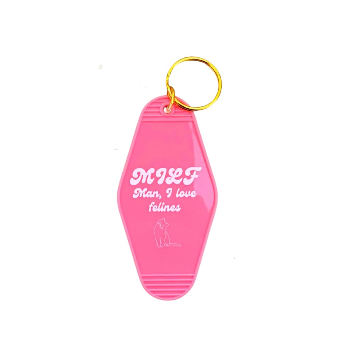 Man, I Love Felines Motel Keychain