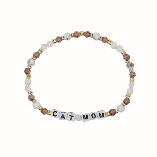 Cat Mom Word Bracelet